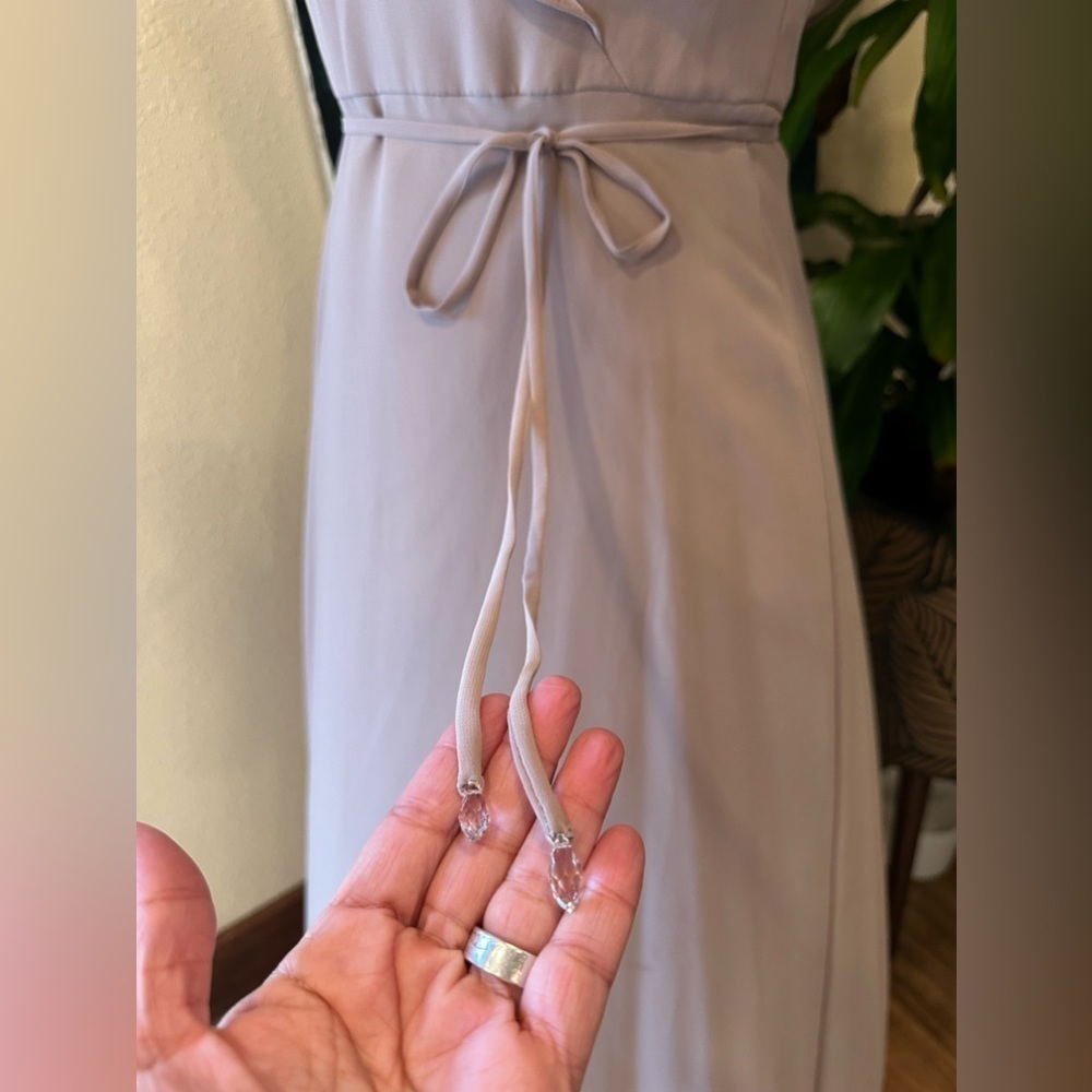 Jenny Yoo Topaz Pink Ruffle V-Neck Chiffon A-Line Formal Bridesmaid Dress Size 6 - Picture 6 of 11